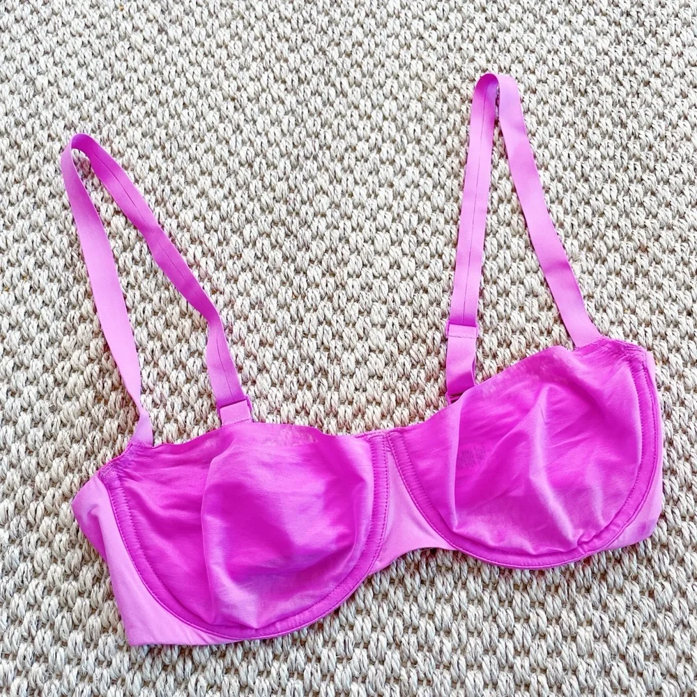 Skims No Show Unlined BALCONETTE Bra hot pink 34C women’s Like New - Picture 2 of 7